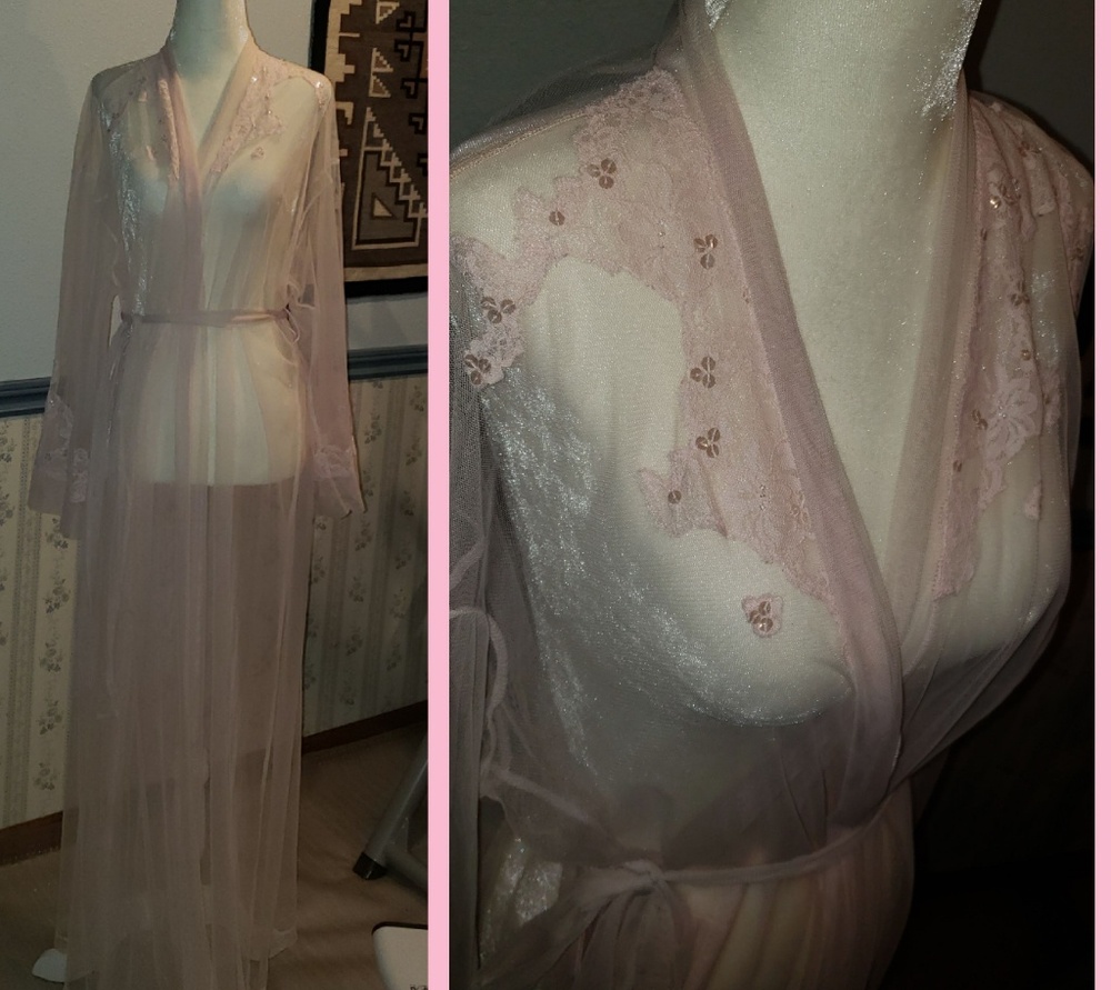 Victoria Secret Shell Pink Embellished Robe Duster